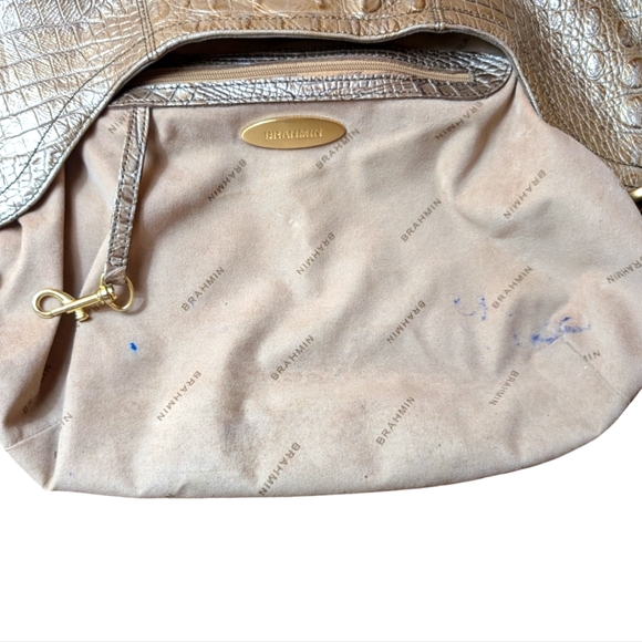 Gold Brahmin Melbourne Carmela Croc Embossed Hobo Shoulder Bag - Picture 7 of 8